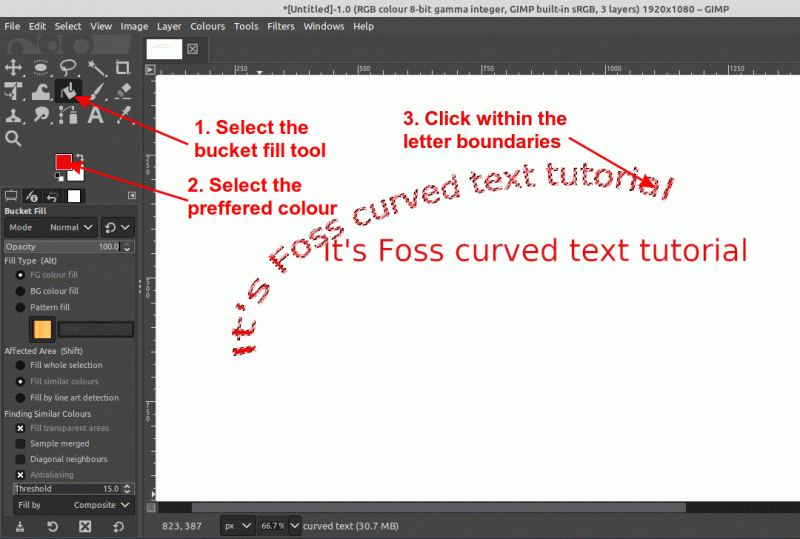 Gimp 教程 如何在gimp 中建立曲線文字 Itw01